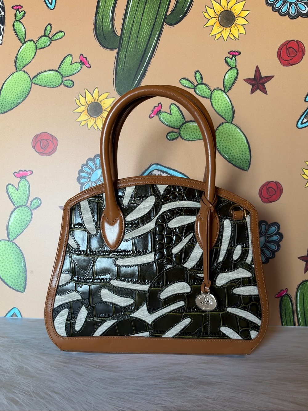 FIRM Brahmin Rosetta Cacti Green Abrigado Leather NWT $445